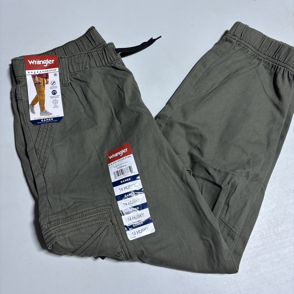 Wrangler Five Star Boys Gamer Pants Olive Size 14 Husky Regular NWT Cargo